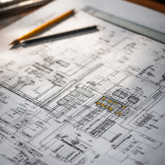 top-view-of-a-detailed-electrical-schematic-bluepr top-view-of-a-detailed-electrical-schematic-bluepr
